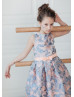 Peach And Lilac Jacquard Flower Girl Dress